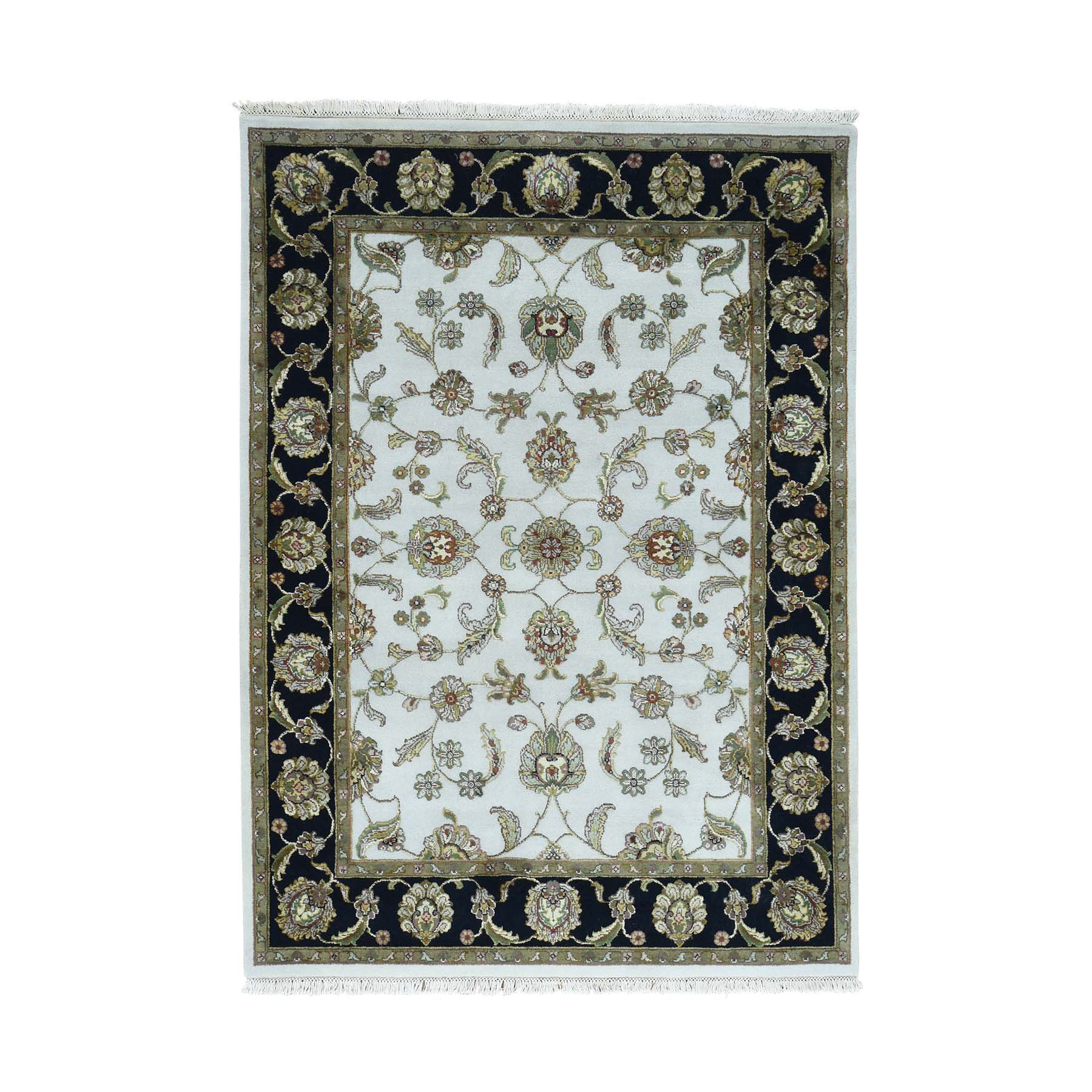 Traditional Silk Hand-Knotted Area Rug 5'1